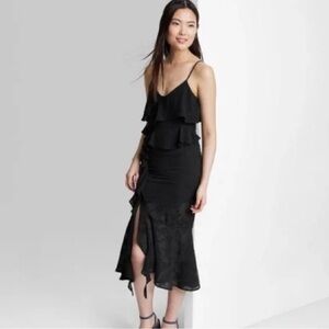 NWT Wild Fable Black Ruffled Boho Dress